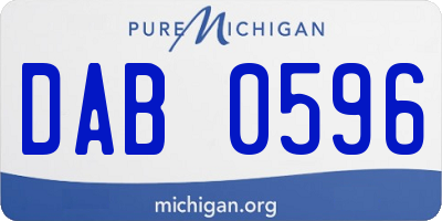 MI license plate DAB0596