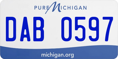 MI license plate DAB0597