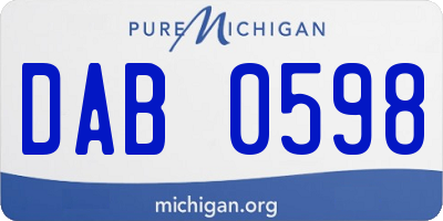 MI license plate DAB0598