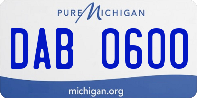 MI license plate DAB0600