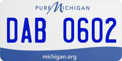 MI license plate DAB0602