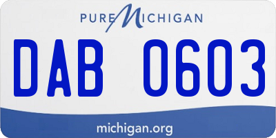 MI license plate DAB0603