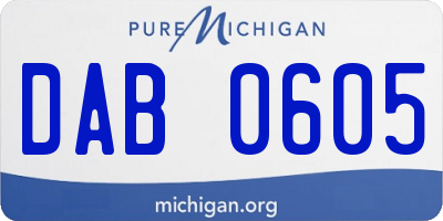 MI license plate DAB0605