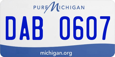 MI license plate DAB0607