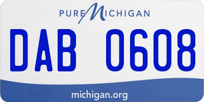 MI license plate DAB0608