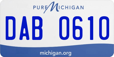 MI license plate DAB0610