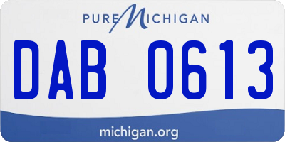 MI license plate DAB0613