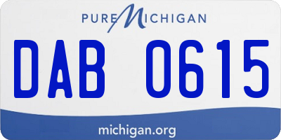 MI license plate DAB0615