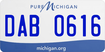 MI license plate DAB0616