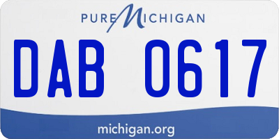 MI license plate DAB0617