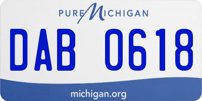 MI license plate DAB0618