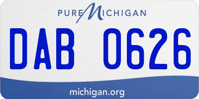 MI license plate DAB0626