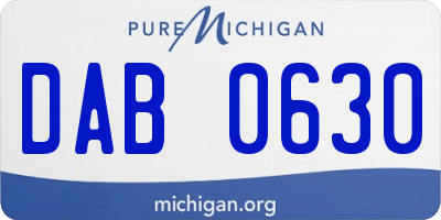 MI license plate DAB0630