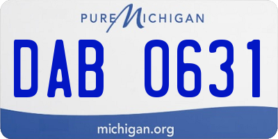 MI license plate DAB0631