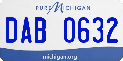 MI license plate DAB0632