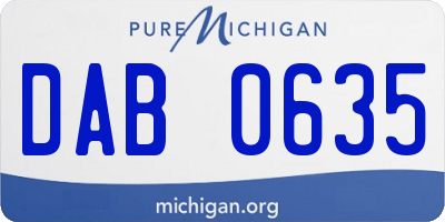 MI license plate DAB0635