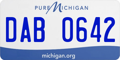 MI license plate DAB0642