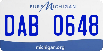 MI license plate DAB0648