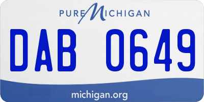 MI license plate DAB0649