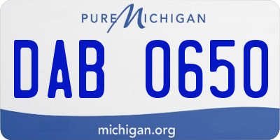 MI license plate DAB0650