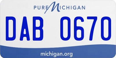 MI license plate DAB0670