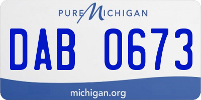 MI license plate DAB0673