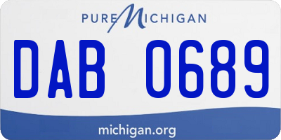 MI license plate DAB0689
