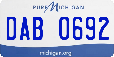 MI license plate DAB0692