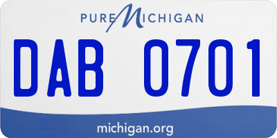 MI license plate DAB0701