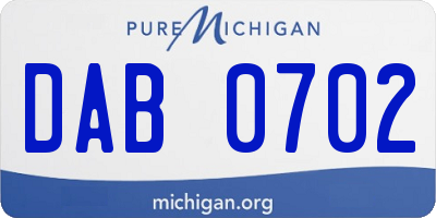 MI license plate DAB0702