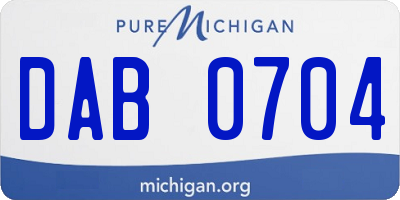 MI license plate DAB0704
