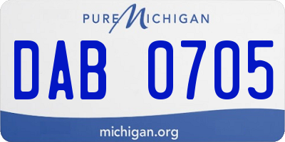 MI license plate DAB0705