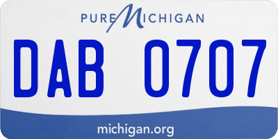 MI license plate DAB0707