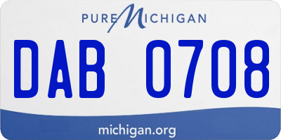 MI license plate DAB0708