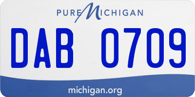 MI license plate DAB0709