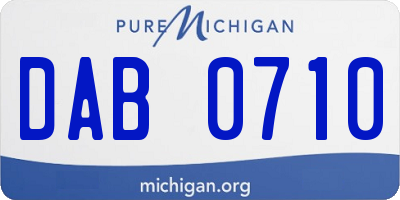 MI license plate DAB0710