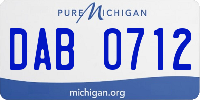 MI license plate DAB0712