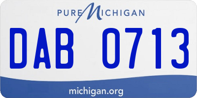 MI license plate DAB0713