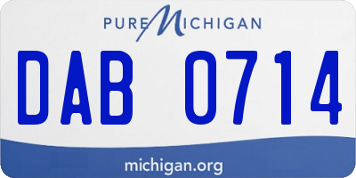 MI license plate DAB0714