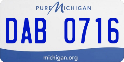 MI license plate DAB0716