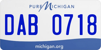 MI license plate DAB0718