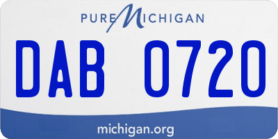 MI license plate DAB0720