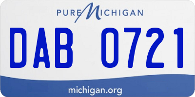 MI license plate DAB0721