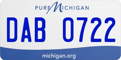 MI license plate DAB0722