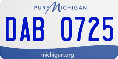 MI license plate DAB0725