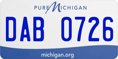 MI license plate DAB0726