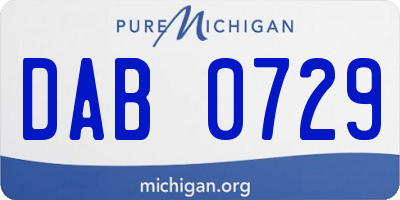 MI license plate DAB0729