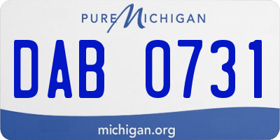 MI license plate DAB0731