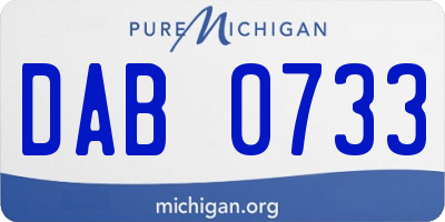 MI license plate DAB0733