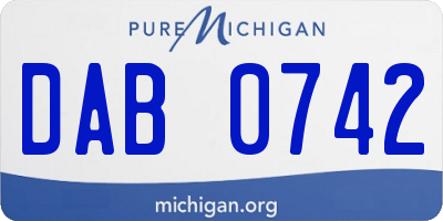 MI license plate DAB0742